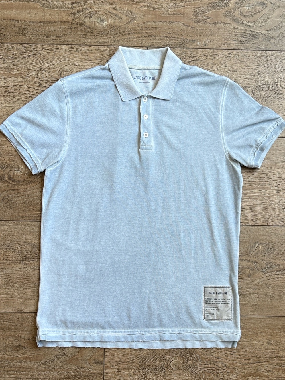 Zadig & Voltaire Trot Logo Patch Short Sleeve Polo Shirt in Light Blue